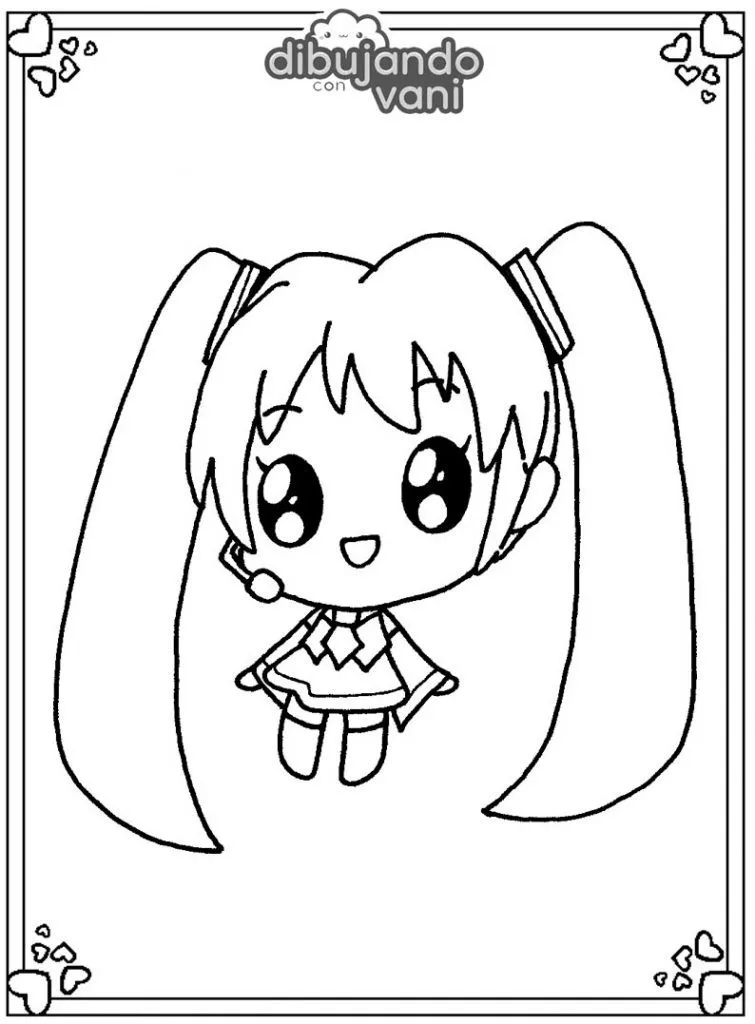 Dibujo de Miku para imprimir y colorear- Dibujando con Vani