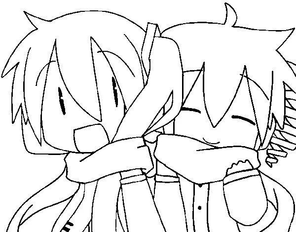 Dibujo de Miku y Len con bufanda para Colorear - Dibujos.net