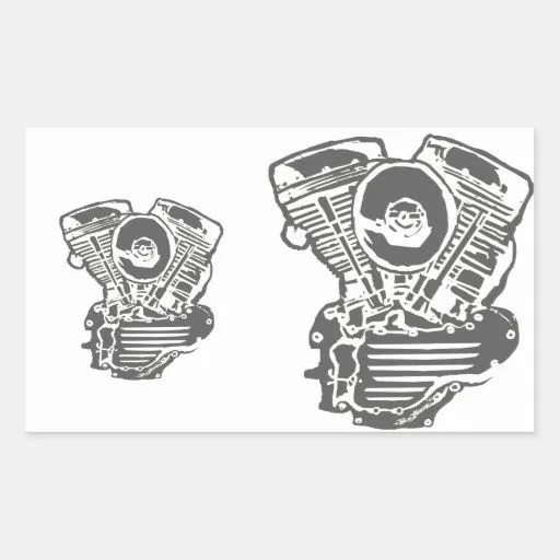 Dibujo del motor de Harley Panhead Rectangular Pegatinas de Zazzle.