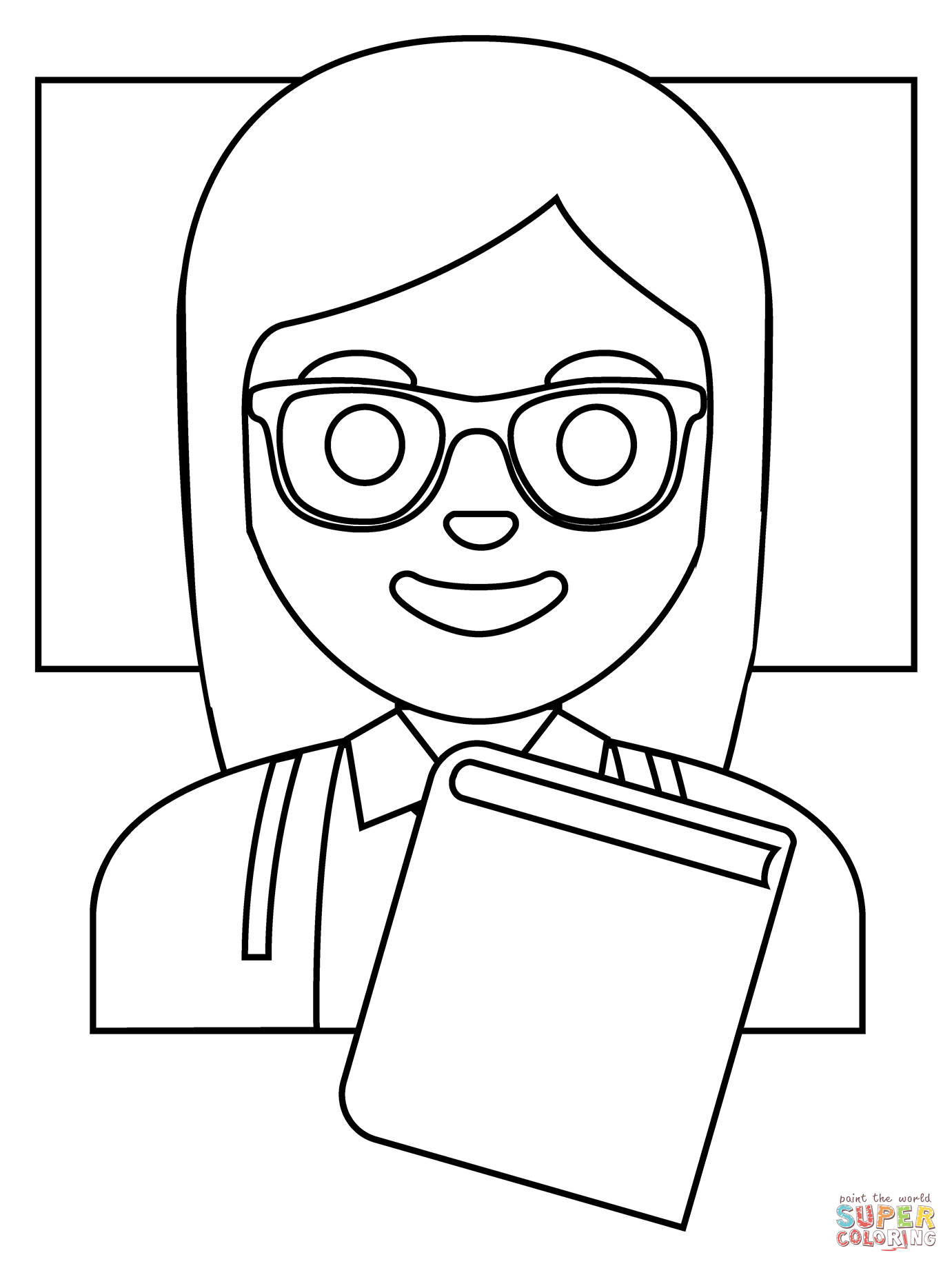 Dibujo de mujer maestra emoji para colorear | Dibujos para colorear  imprimir gratis