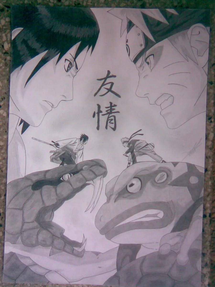 Mi nuevo dibujo de Naruto Sennin mode con Gamakuchi vs Sasuke ...