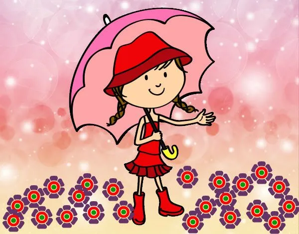 Dibujo de niña en la lluvia rosa pintado por Tedo en Dibujos.net ...