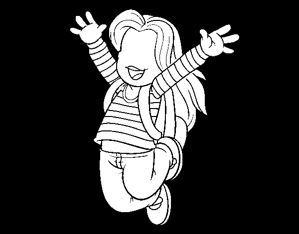 Dibujo de Niña con mochila para Colorear - Dibujos.net