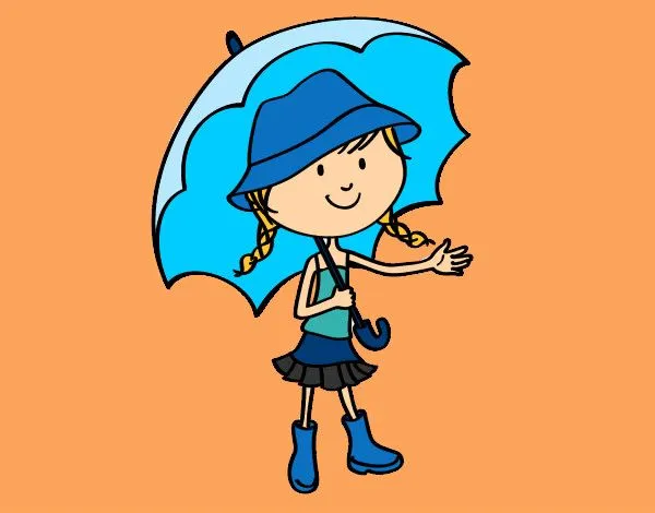 Dibujo de niña con paraguas pintado por Charito en Dibujos.net el ...