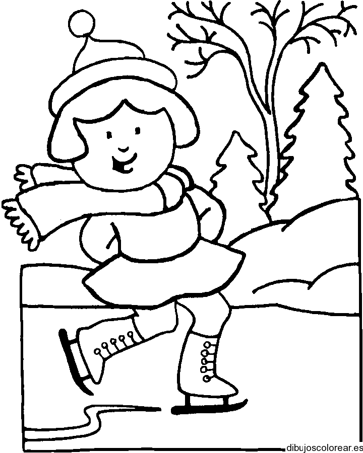 Dibujo de una niña patinando | Dibujos para Colorear