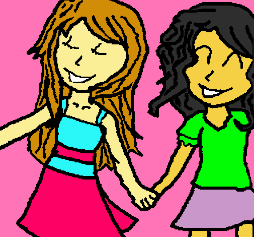 Dibujo de Niñas de la mano pintado por Michelbonita en Dibujos.net ...