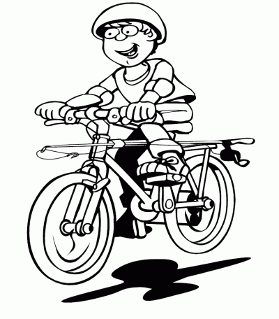 Dibujo de Niño en bicicleta. Dibujo para colorear de Niño en ...