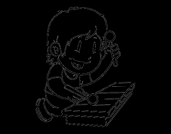 Dibujo de Niño con xilófono para Colorear