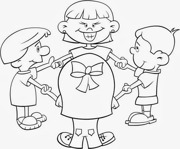 Dibujo de niños para colorear agarrados de las manos - Imagui
