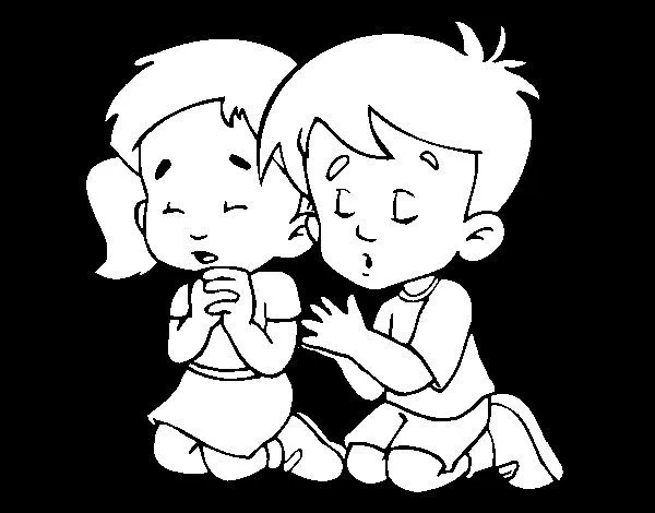Dibujo de Niños rezando para Colorear - Dibujos.net