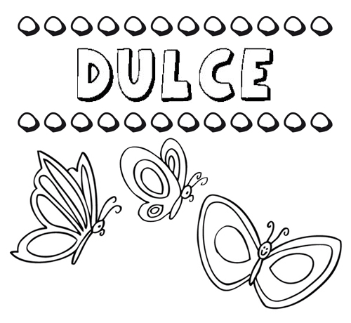 Dulce: dibujos de los nombres para colorear, pintar e imprimir