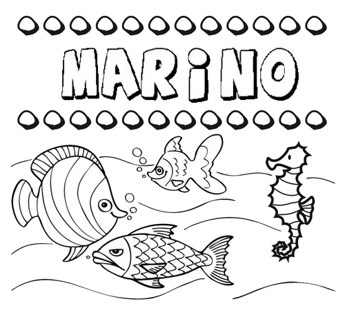 Dibujo del nombre Marino para colorear, pintar e imprimir