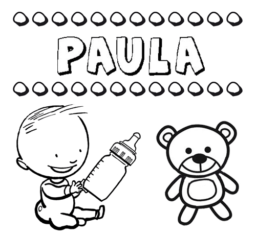 Dibujo del nombre Paula para colorear, pintar e imprimir