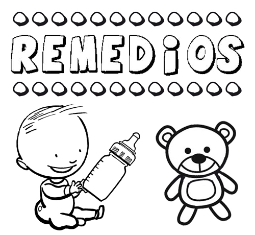 Dibujo del nombre Remedios para colorear, pintar e imprimir