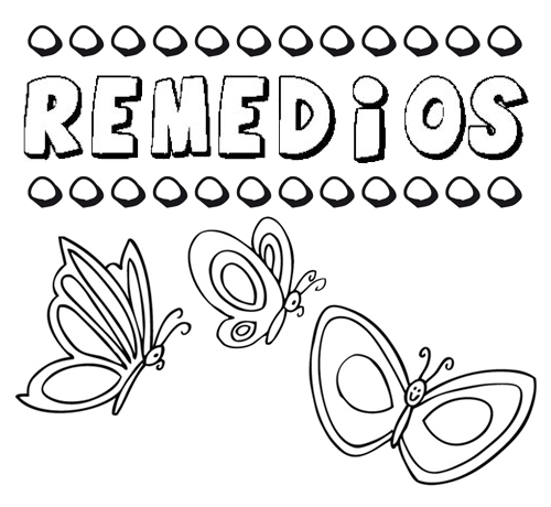 Dibujo del nombre Remedios para colorear, pintar e imprimir