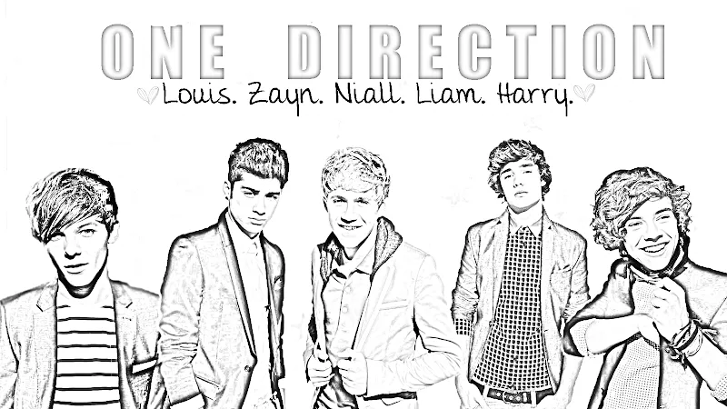 Dibujo de one direction en caricatura para pintar - Imagui