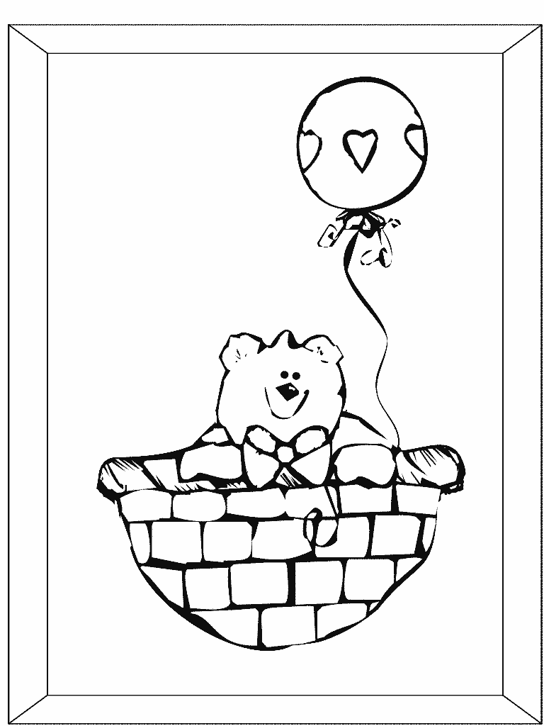 Oso con Globo para colorear ~ Dibujos para Colorear Infantil