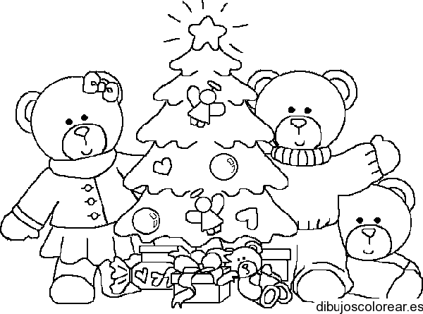 Dibujo de osos en navidad | Dibujos para Colorear