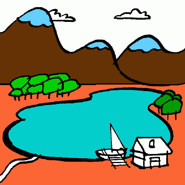 dibujo paisaje para colorear, dibujo paisaje para imprimir