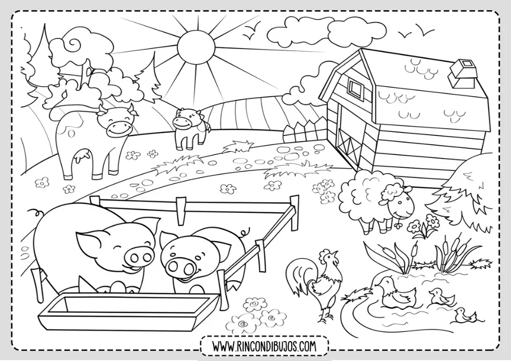 Dibujo Paisaje Granja Para colorear - Rincon Dibujos | Paisaje para  colorear, Paisaje rural, Libro de colores