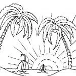 Dibujo de Palmeras Tropicales para pintar y colorear en este verano.