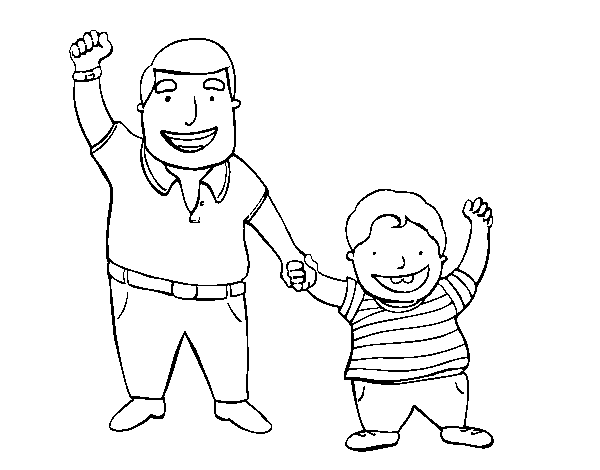 Dibujo de Papá e hijo para Colorear - Dibujos.net