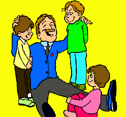 Dibujo de Papa con sus 3 hijos pintado por Papa en Dibujos.net el ...