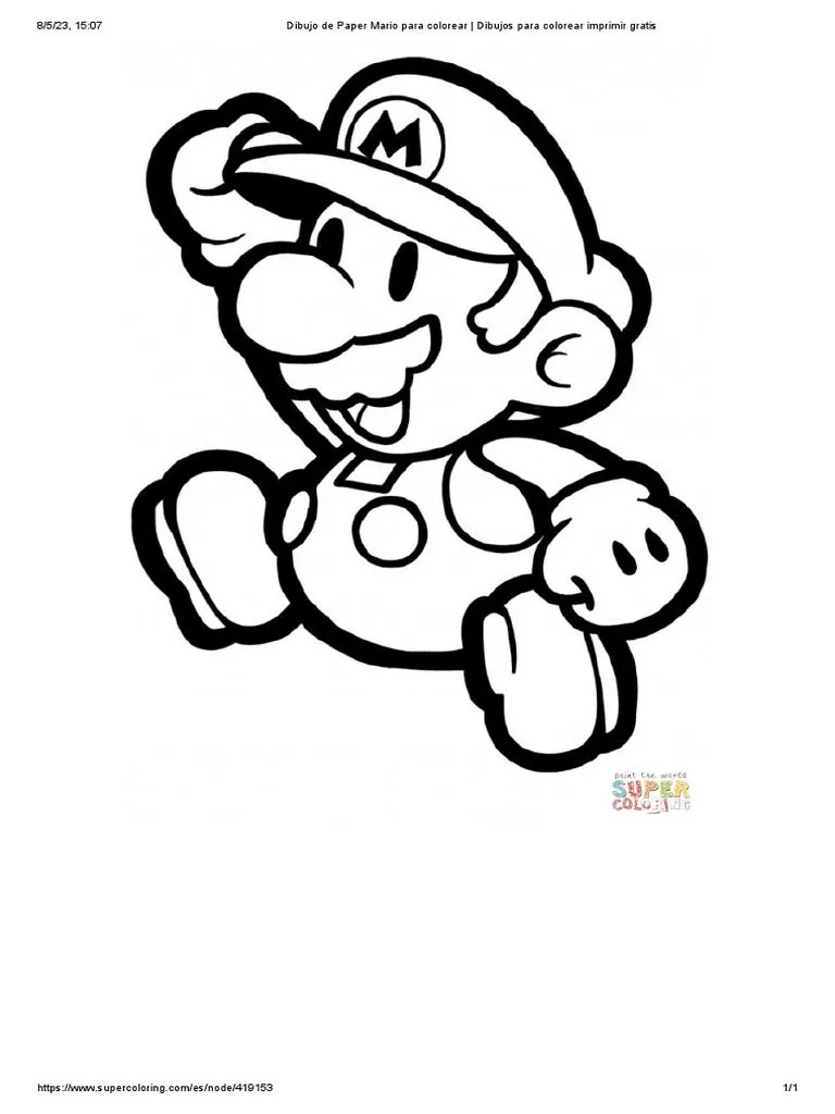 Dibujo de Paper Mario para Colorear | PDF