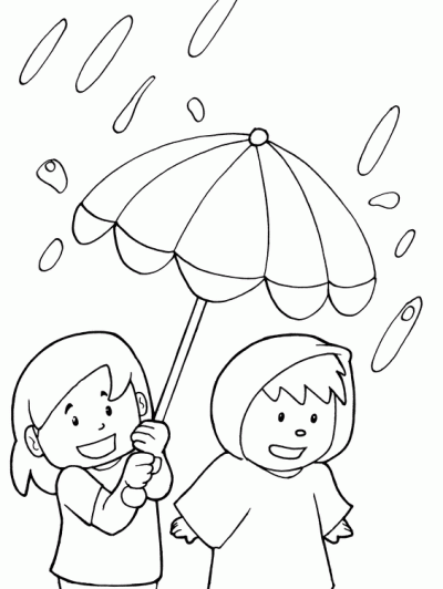 Dibujo de Paraguas en un día de lluvia. Dibujo para colorear de ...