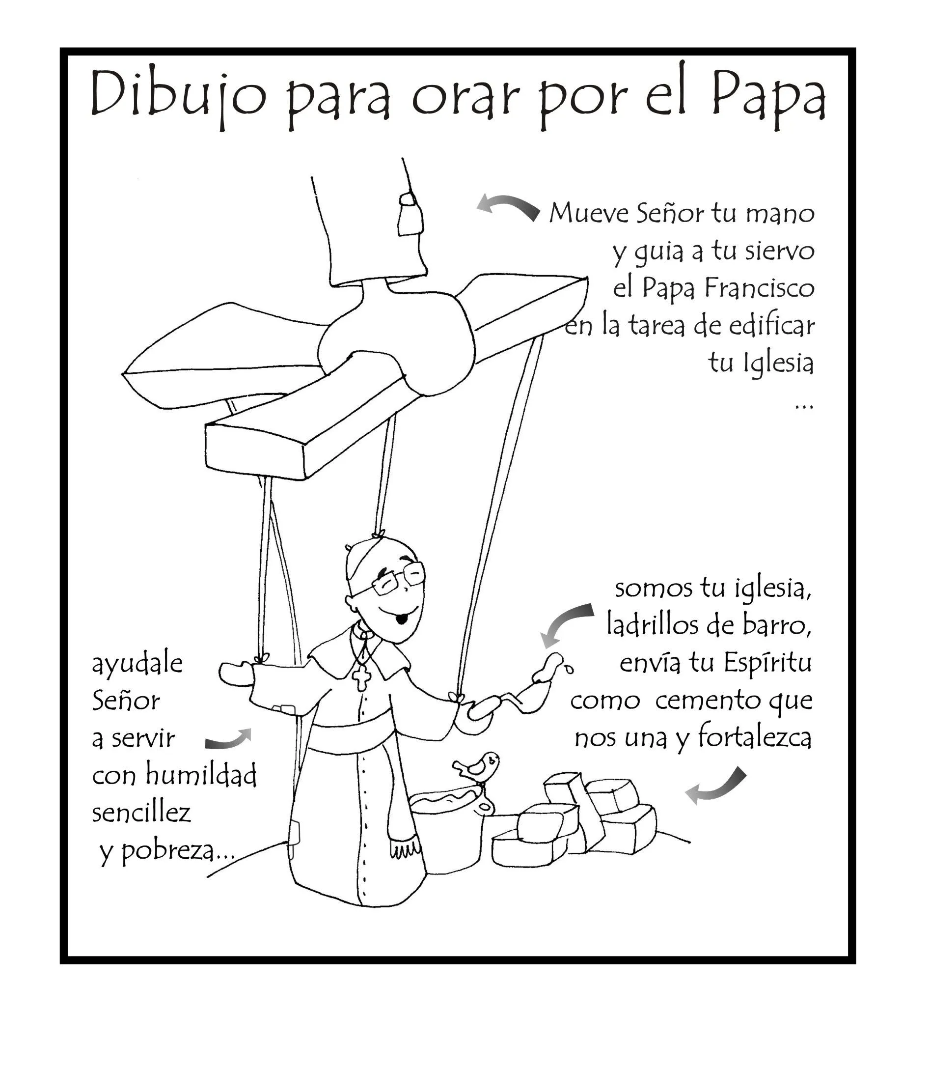 Un dibujo de Patxi para orar por el Papa… para Colorear | Odres Nuevos