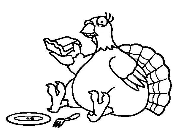 Dibujo de Pavo gordo para Colorear - Dibujos.net