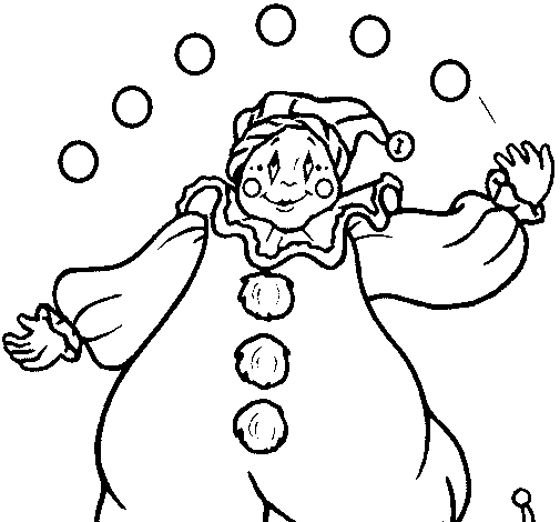 Dibujo de Payaso con bolas para Colorear