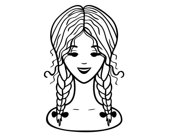 Dibujo de Peinado con dos trenzas para Colorear - Dibujos.net