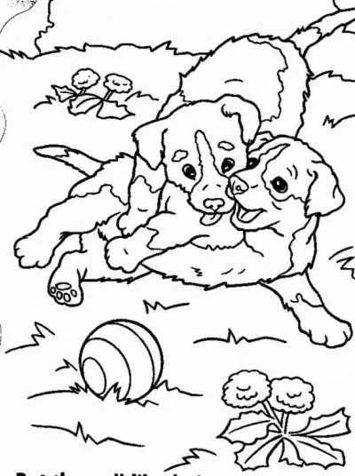 Dibujo de Perritos jugando en el parque. Dibujo para colorear de ...