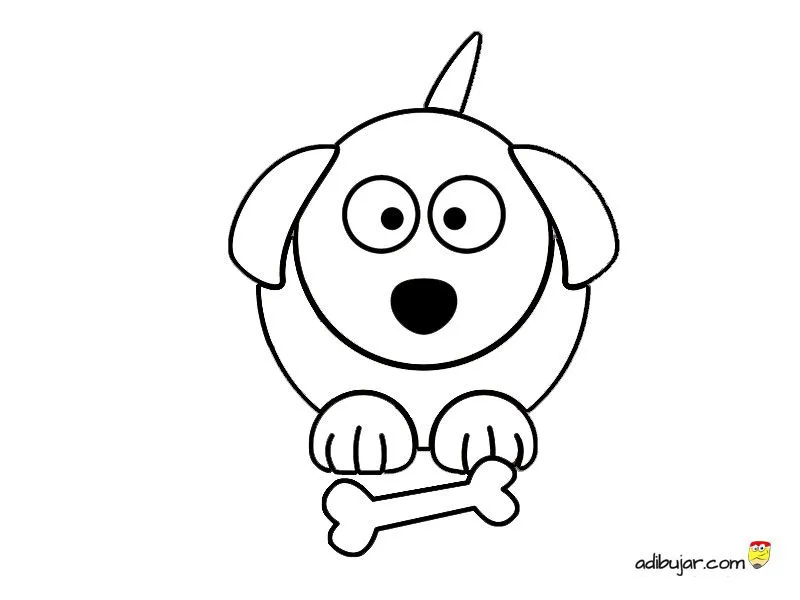 Dibujo de perro con hueso para imprimir y colorear | adibujar.com