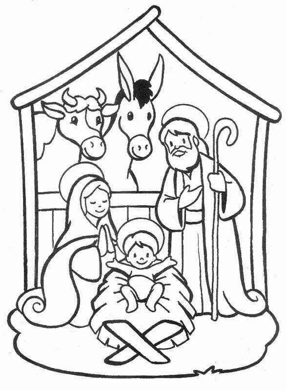 Dibujo de pesebre para colo rear | dibujos navidad | Pinterest ...