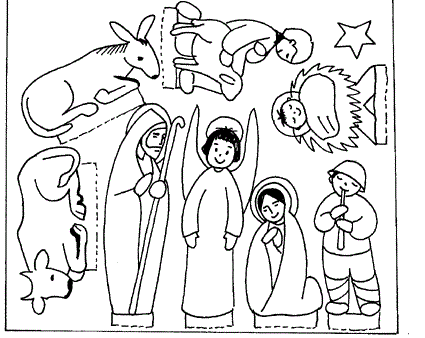 Dibujo del Pesebre Para Recortar y Colorear | Imagenes Cristianas ...