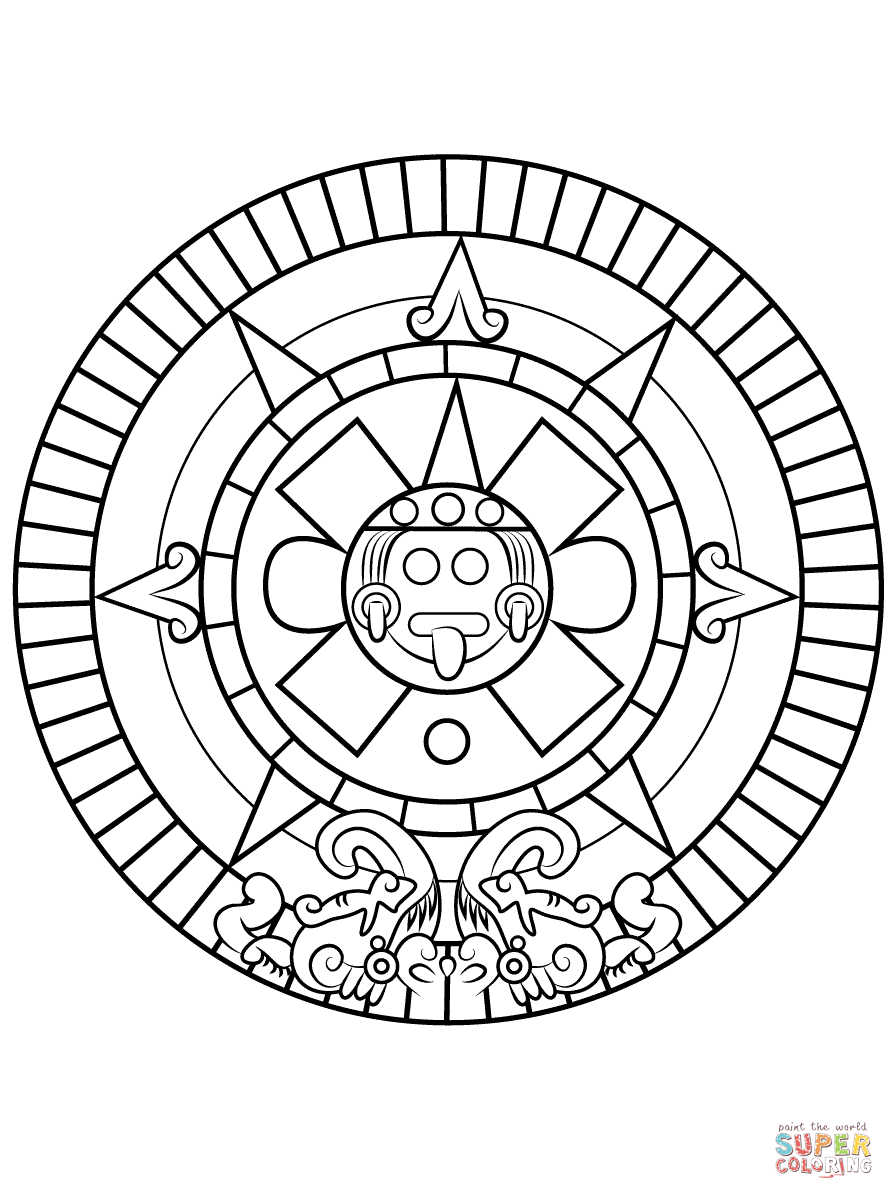 Dibujo de Piedra del Sol Azteca para colorear | Dibujos para ...