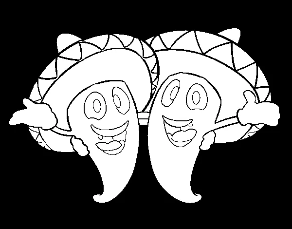 Dibujo de Pimientos mexicanos para Colorear - Dibujos.net