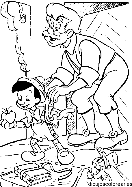 Dibujo de Pinocho camino a la escuela | Dibujos para Colorear