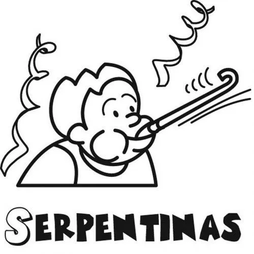 Dibujo para pintar de un niño con serpentinas - Dibujos para ...