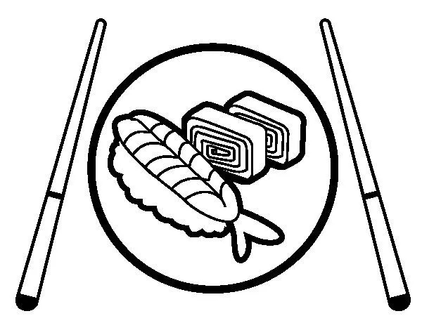 Dibujo de Plato de Sushi para Colorear - Dibujos.net