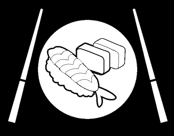 Dibujo de Plato de Sushi para Colorear - Dibujos.net