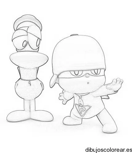 Dibujo de Pocoyo y su amigo el pato | Dibujos para Colorear