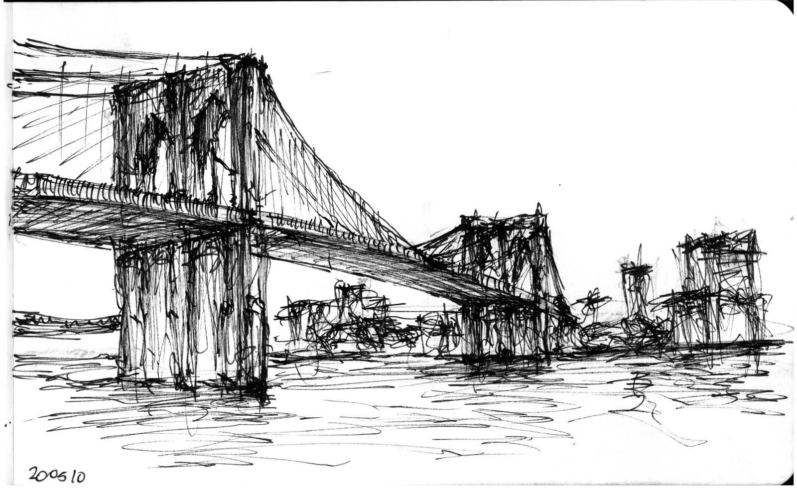 Dibujo puente de brooklyn - Imagui