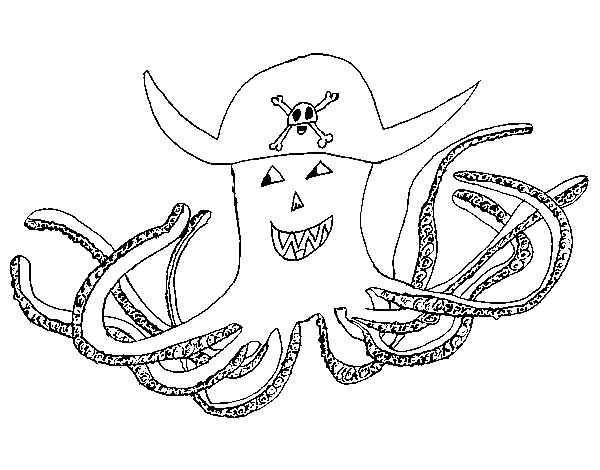 Dibujo de Pulpo pirata para Colorear - Dibujos.net