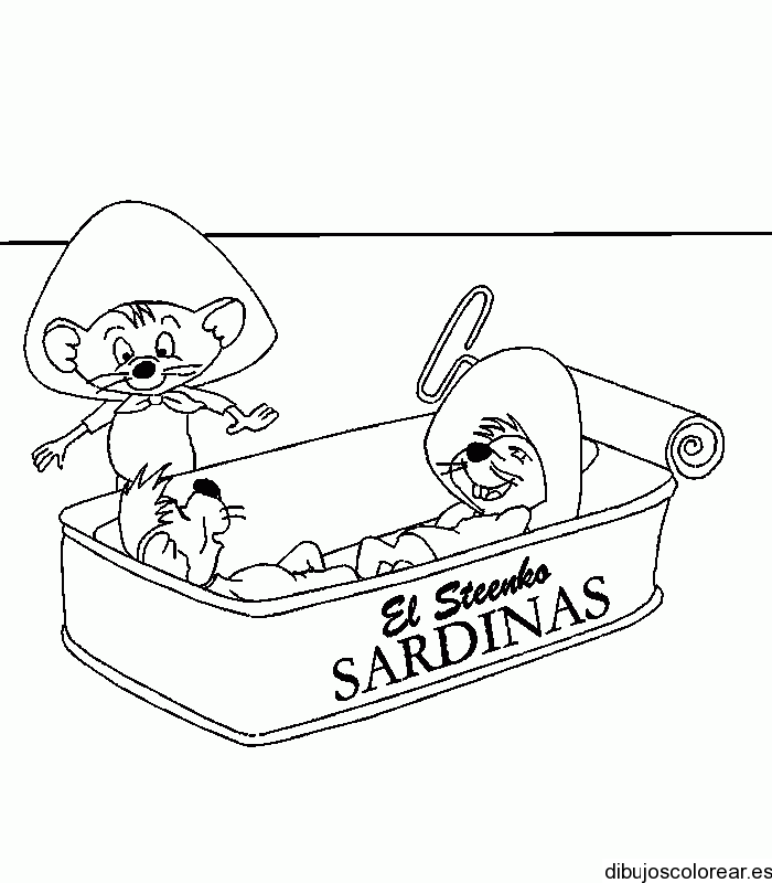 Dibujo de ratones en una lata de sardinas | Dibujos para Colorear
