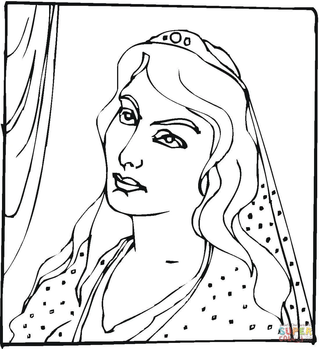 Dibujo de La Reina Ester para colorear | Dibujos para colorear imprimir  gratis