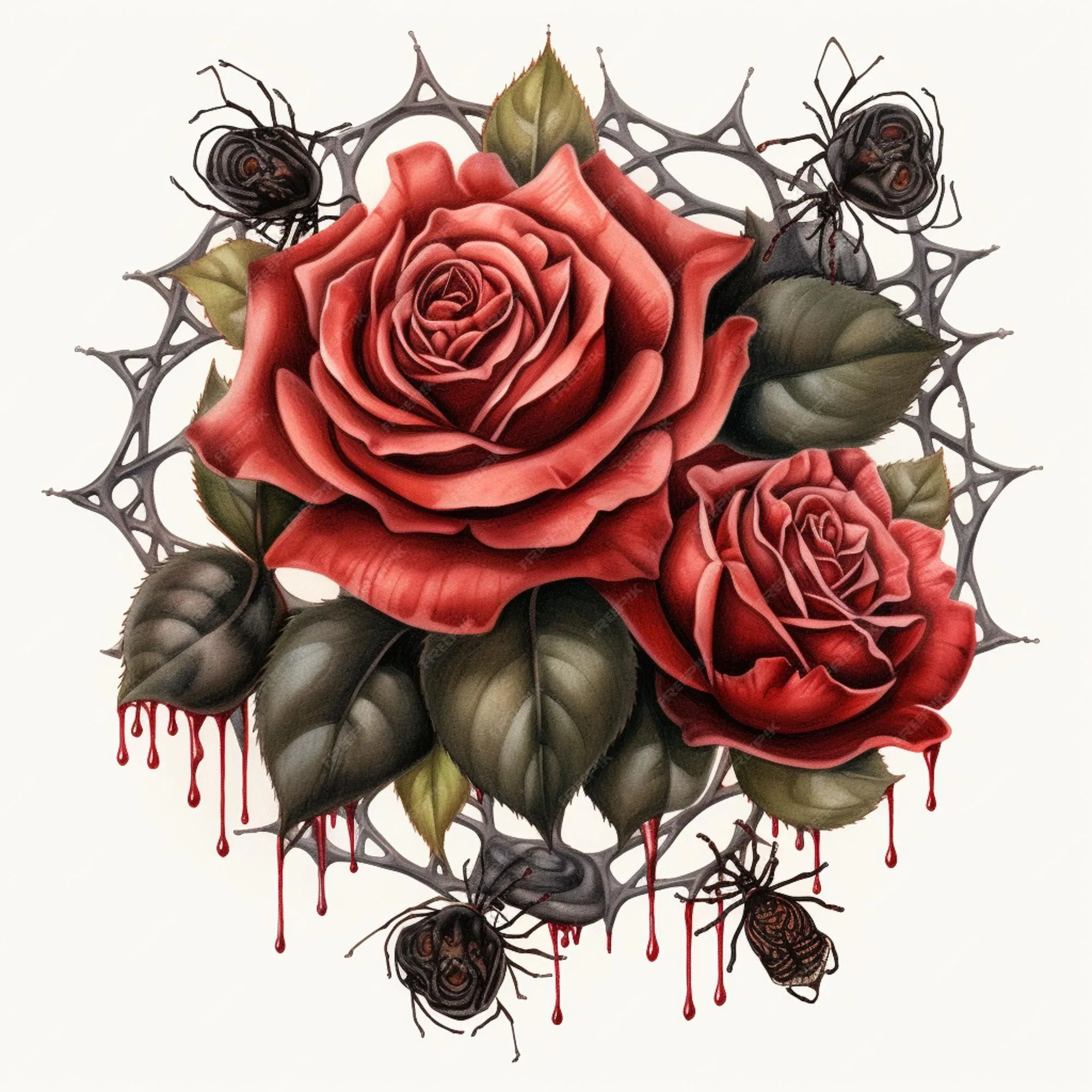 Hay un dibujo de una rosa con una corona de espinas generativa ai | Foto Premium