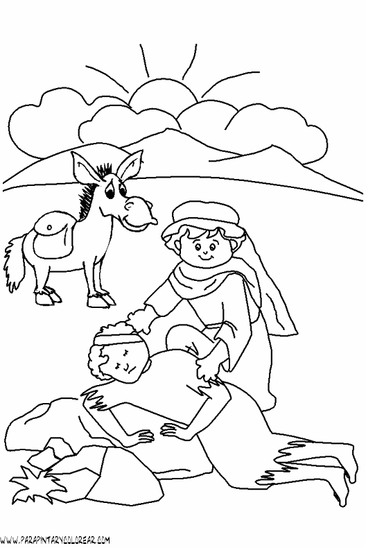 Dibujo del Buen Samaritano para colorear ~ Dibujos Cristianos Para ...